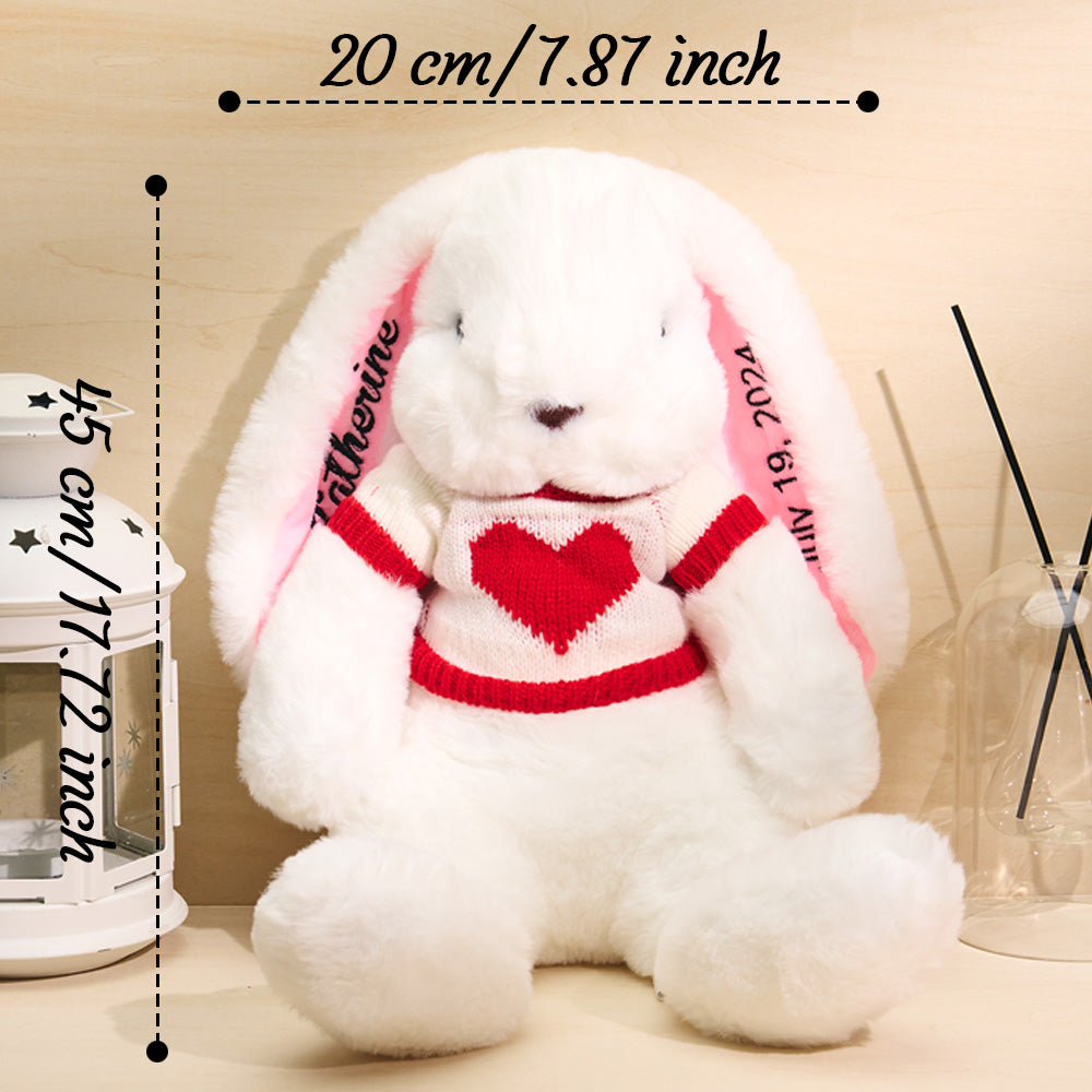 Personalized Sweater Bunny Plush Toys Custom Rabbit with Embroidered Name Gift for Children