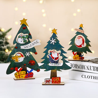 Christmas Decorative Desktop Christmas Tree Ornament, Mini Wooden Christmas Tree Decoration