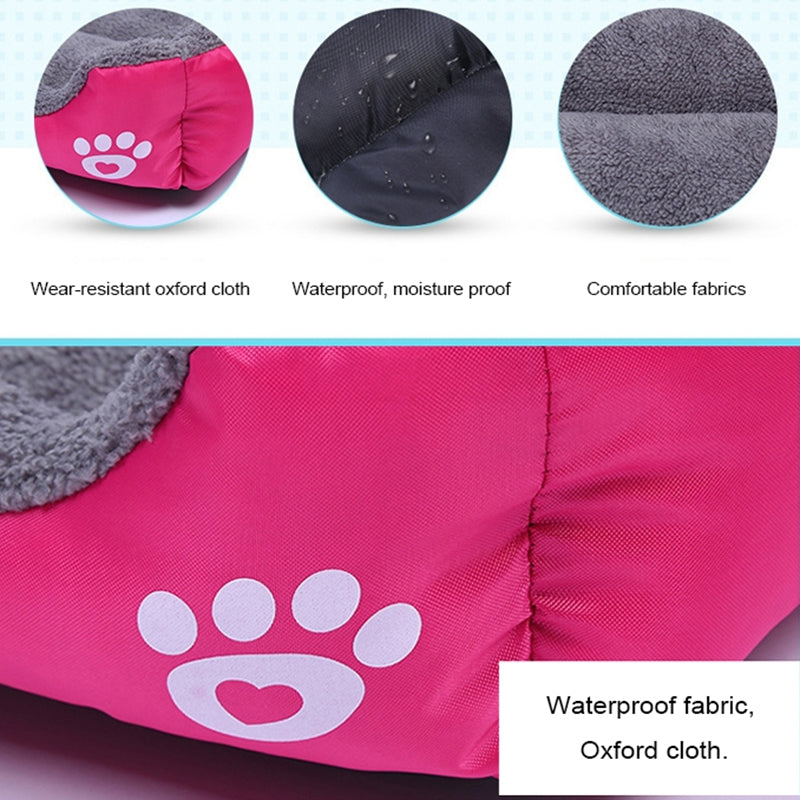 New, soft, and cozy fleece pet bed. Waterproof bottom. Suitable for small, medium &amp; large pets. Keep pets warm.