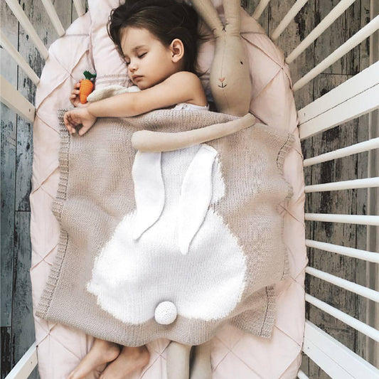 Ins Baby Blanket Children's Nap Blanket Baby Boys and Girls Knitted Blanket Cute Rabbit Air Conditioning Wool Blanket 