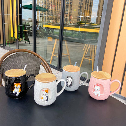 Cute Mug Office With Lid Spoon Cup Creative Personality Trendy Couple Rabbit Mug