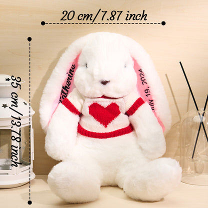 Personalized Sweater Bunny Plush Toys Custom Rabbit with Embroidered Name Gift for Children