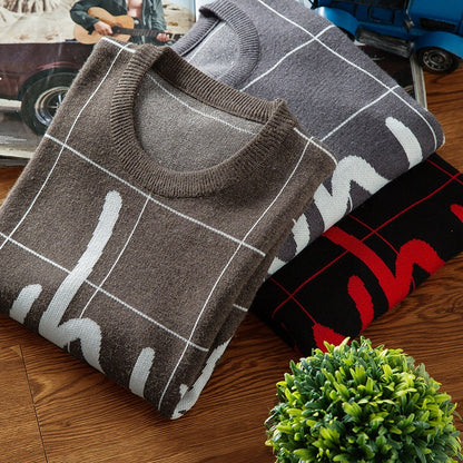 Christmas Sweater Men Hip Hop Letter Printed Sweaters Male Casual Pullovers High Quality Warm Men's Knitted Sweaters 