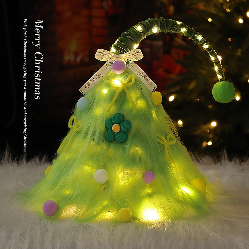 Christmas Tree Home Decoration, Mini Artificial Christmas Tree with Lights, Desktop Ornament, DIY Mini Set