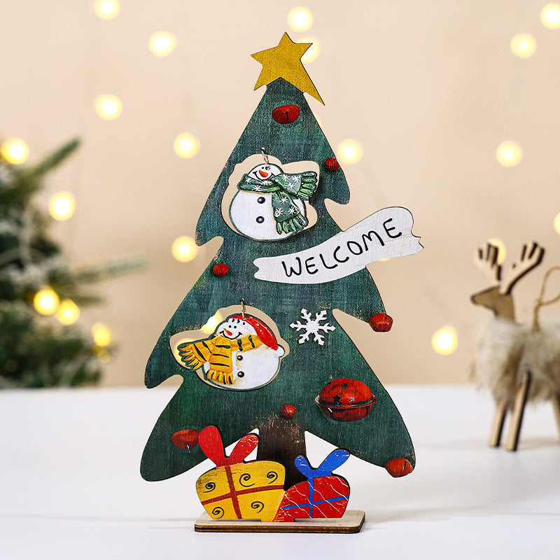 Christmas Decorative Desktop Christmas Tree Ornament, Mini Wooden Christmas Tree Decoration