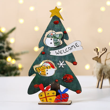 Christmas Decorative Desktop Christmas Tree Ornament, Mini Wooden Christmas Tree Decoration