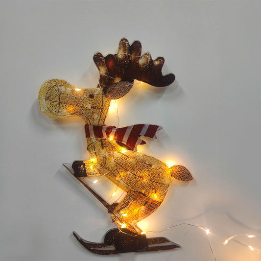 Lighted Skiing Reindeer Ornament with LED for Christmas Lawn &amp; Tree
