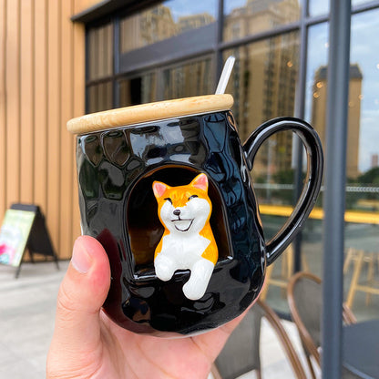 Cute Mug Office With Lid Spoon Cup Creative Personality Trendy Couple Rabbit Mug