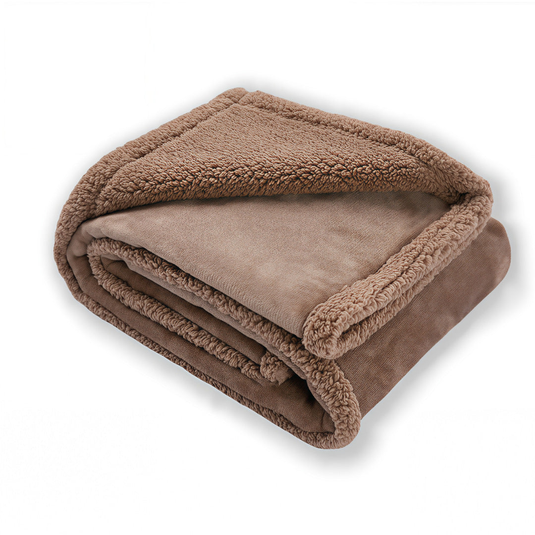 Waterproof Sherpa Fleece Blanket Pad, Thick Plush Blanket, Soft and Cozy Throw Blanket