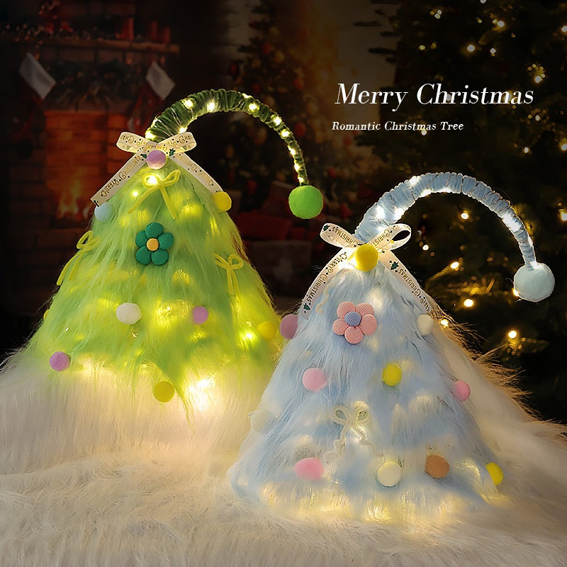 Christmas Tree Home Decoration, Mini Artificial Christmas Tree with Lights, Desktop Ornament, DIY Mini Set