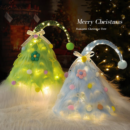 Christmas Tree Home Decoration, Mini Artificial Christmas Tree with Lights, Desktop Ornament, DIY Mini Set