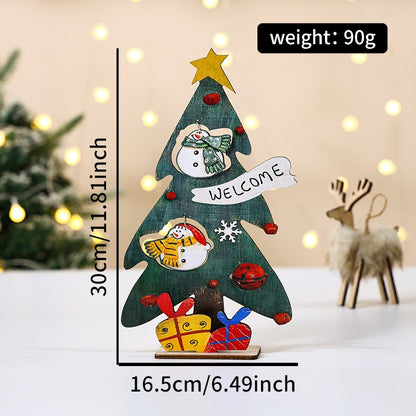 Christmas Decorative Desktop Christmas Tree Ornament, Mini Wooden Christmas Tree Decoration
