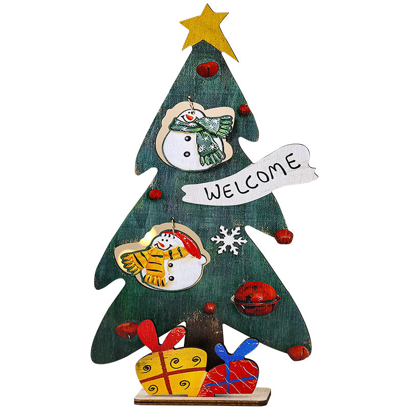 Christmas Decorative Desktop Christmas Tree Ornament, Mini Wooden Christmas Tree Decoration