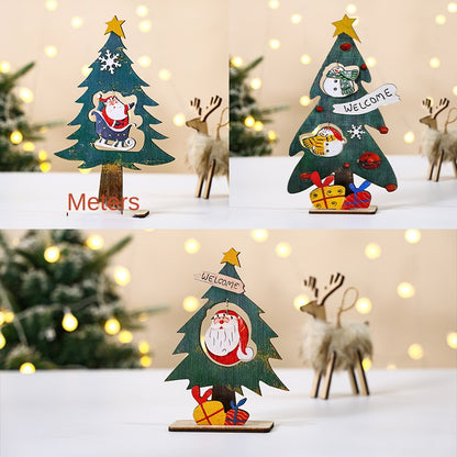 Christmas Decorative Desktop Christmas Tree Ornament, Mini Wooden Christmas Tree Decoration