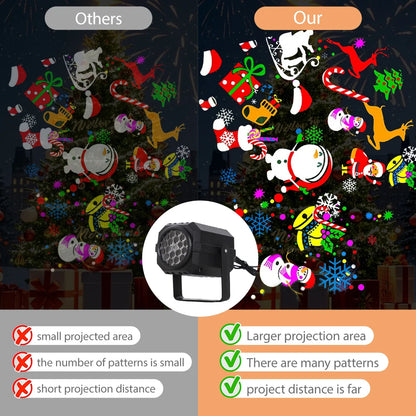 USB Christmas Light Projector LED Outdoor Indoor Projection Decoration Lamp With 16 Pattern Slide for Christmas Bedroom Party