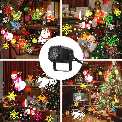 USB Christmas Light Projector LED Outdoor Indoor Projection Decoration Lamp With 16 Pattern Slide for Christmas Bedroom Party
