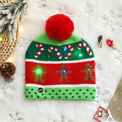 LED Christmas Hat Sweater Knitted Beanie Christmas Light Up Knitted Hat Christmas Gift for Kids Adult Xmas 2023 New Year Decor