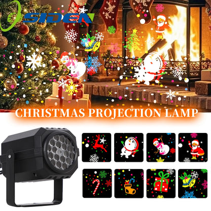 USB Christmas Light Projector LED Outdoor Indoor Projection Decoration Lamp With 16 Pattern Slide for Christmas Bedroom Party