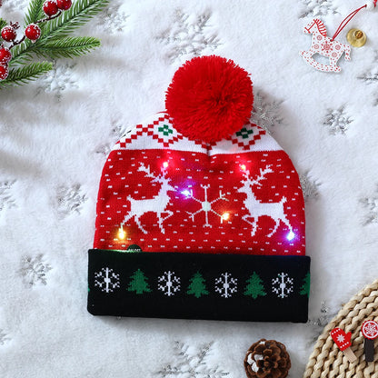LED Christmas Hat Sweater Knitted Beanie Christmas Light Up Knitted Hat Christmas Gift for Kids Adult Xmas 2023 New Year Decor